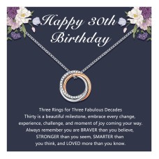  D Dongjiangjin Gift 30th Birthday Gifts for Women, 30th Birthday Gifts for Her, 30 Year Old 3 Rings Birthday Necklace Jewellery Presents for Women Friend Daughter Ladies…