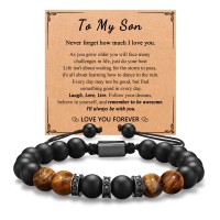 D Dongjiangjin Gift Son Gifts, Son Bracelet Gifts from Mum, Mother Father and Son Gifts Valentines Birthday Gifts for Teenage Teen Boys Son from Mum Dad B-Stone-Son