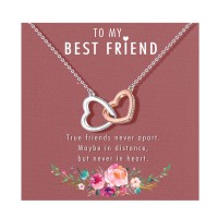 D Dongjiangjin Gift Best Friend Necklaces, Gifts for Best Friend, Interlocking Heart Necklace, Best Friend Jewelry, Graduation Birthday Gifts for Best Friends Women Girls Sister…