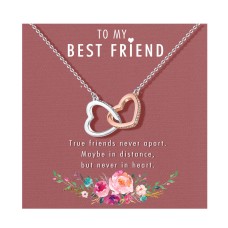 D Dongjiangjin Gift Best Friend Necklaces, Gifts for Best Friend, Interlocking Heart Necklace, Best Friend Jewelry, Graduation Birthday Gifts for Best Friends Women Girls Sister…