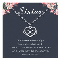 D Dongjiangjin Gift Sister Necklace, Sister Gifts from Sister, Infinity Heart Necklaces for Sisters, Presents for Sisters Birthday Friendship Jewellery Gifts for Women Girls Her…