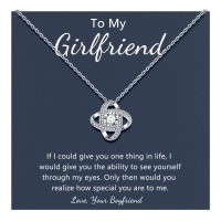 D Dongjiangjin Gift Gifts for Girlfriend Birthday Gifts for Her Silver Cubic Zirconia Love Knot Pendant Necklace for Women Girlfriend Wedding Anniversary Birthday Gifts