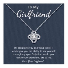 D Dongjiangjin Gift Gifts for Girlfriend Birthday Gifts for Her Silver Cubic Zirconia Love Knot Pendant Necklace for Women Girlfriend Wedding Anniversary Birthday Gifts