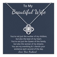 D Dongjiangjin Gift Gifts for Wife Birthday Gifts for Her Silver Cubic Zirconia Love Knot Pendant Necklace to My Wife Women Wedding Anniversary Birthday Gifts…