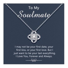 D Dongjiangjin Gift Gifts to My Girlfriend/Wife Soulmate Necklace Silver Cubic Zirconia Love Knot Pendant Necklace for Women Wedding Anniversary Birthday Gifts…