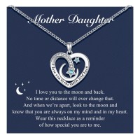 D Dongjiangjin Gift Mother Mum Daughter Necklace Gifts for Mummy Daughter I Love You to the Moon and Back Forever Love Heart Pendant Necklace Jewellery Presents for Mum Daughter Women Girls…