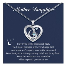 D Dongjiangjin Gift Mother Mum Daughter Necklace Gifts for Mummy Daughter I Love You to the Moon and Back Forever Love Heart Pendant Necklace Jewellery Presents for Mum Daughter Women Girls…