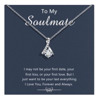 D Dongjiangjin Gift Gifts to My Girlfriend/Wife Soulmate Necklace Gifts for Her Silver Cubic Zirconia Pendant Necklace Jewellery for Women Wedding Anniversary Birthday Gifts…