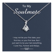 D Dongjiangjin Gift Gifts to My Girlfriend/Wife Soulmate Necklace Gifts for Her Silver Cubic Zirconia Pendant Necklace Jewellery for Women Wedding Anniversary Birthday Gifts…