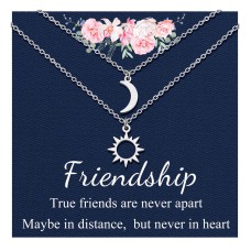 D Dongjiangjin Gift Best Friend Sun and Moon Necklace for 2 Girls BFF Friendship Pendant Necklaces Jewellery Gift for Women Girls Best Friends Sisters…